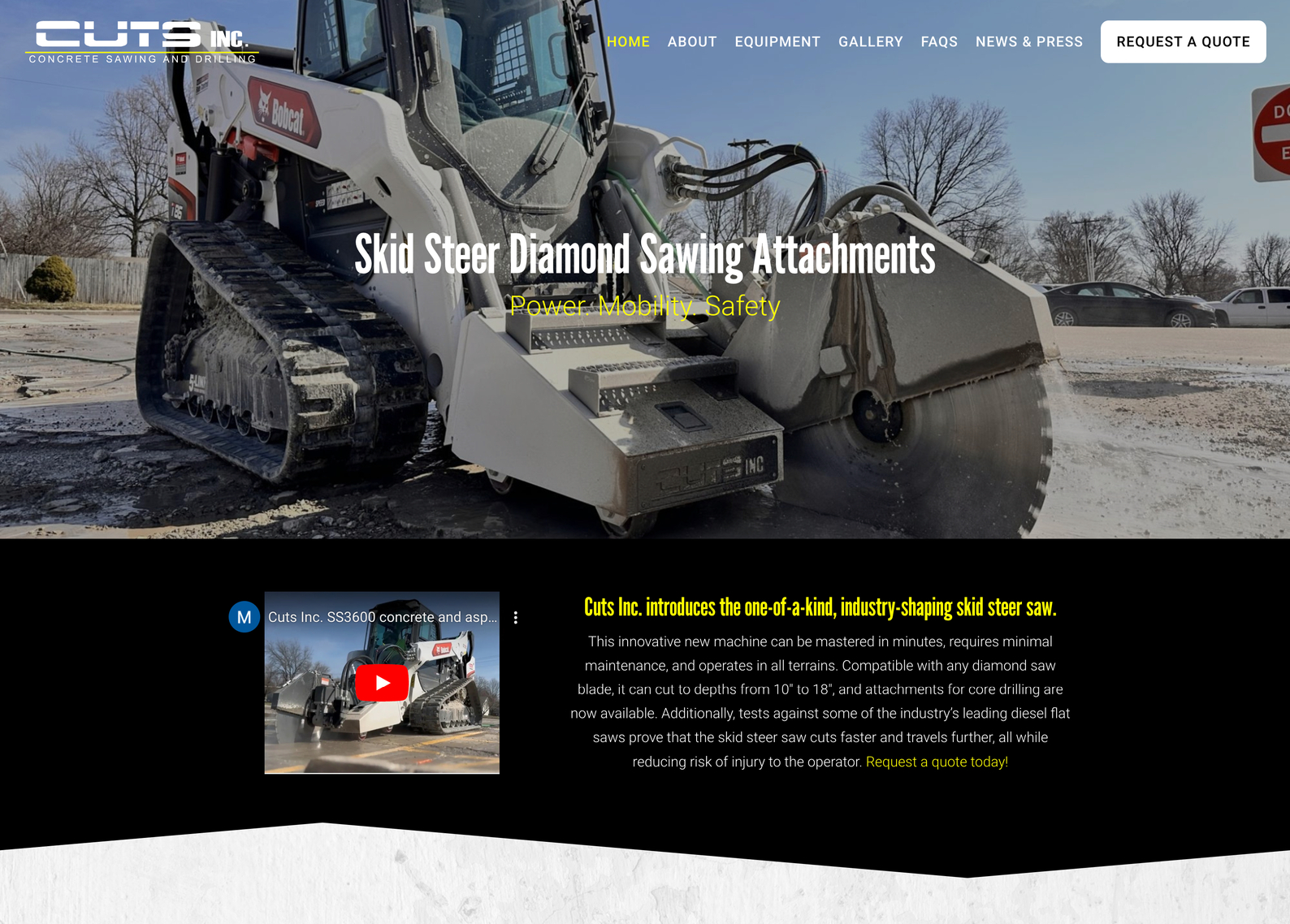 Cuts Inc. Manufacturing - Skid Steer Saw Attachments