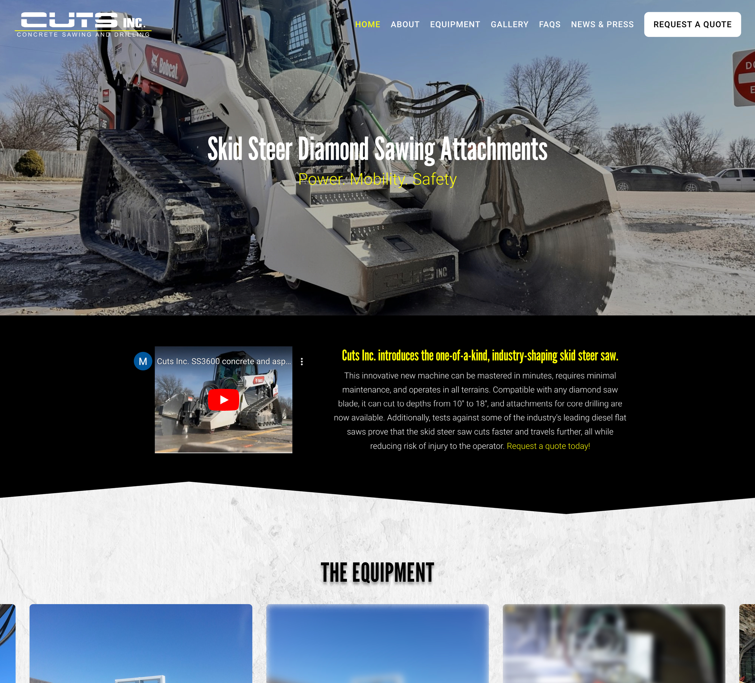 Cuts Inc. Manufacturing - Skid Steer Saw Attachments